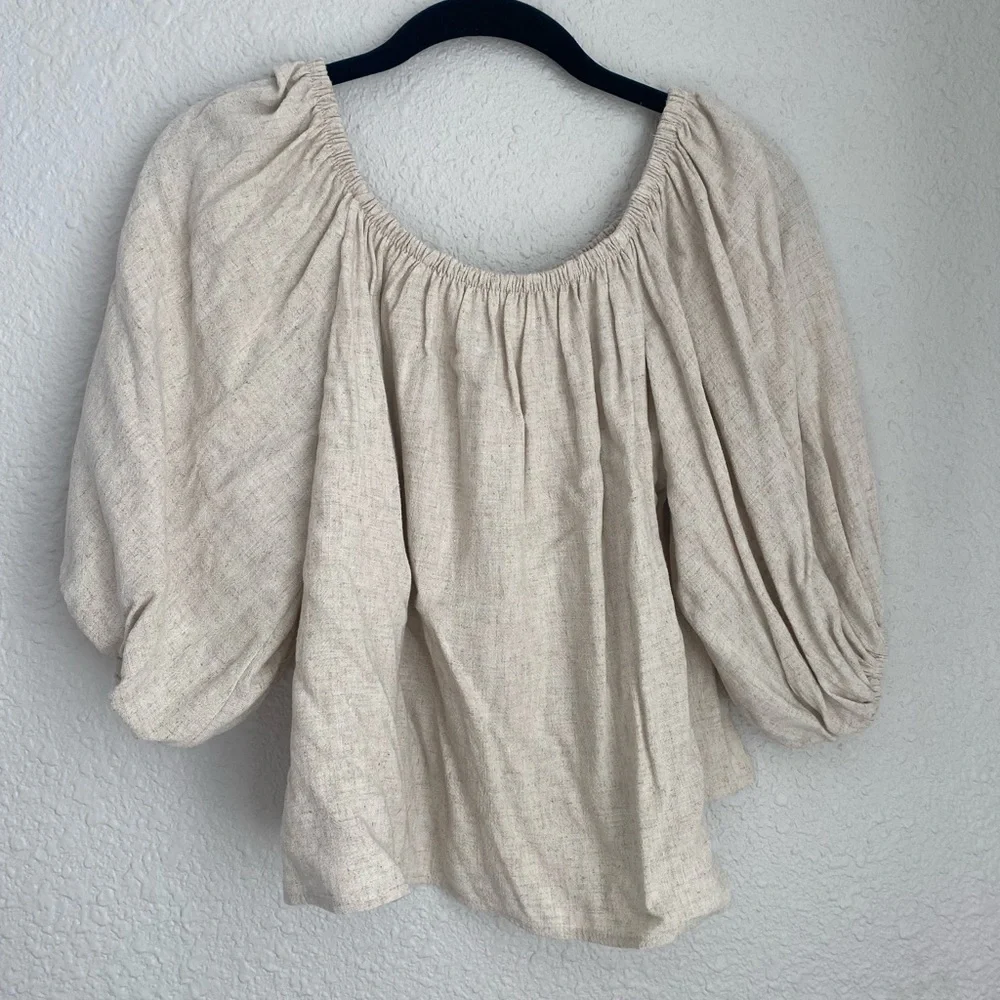 NWOT Topshop Linen Flowy Top - Picture 2 of 2
